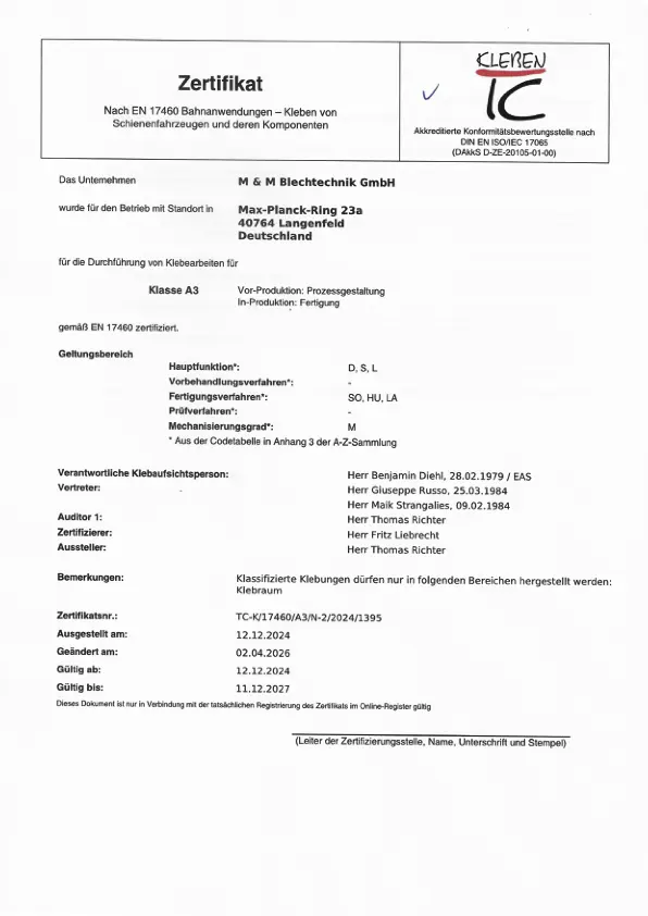 Adhesive bonding of rail vehicles and their components
